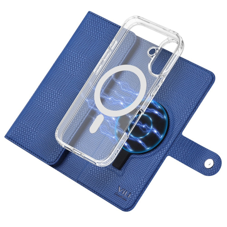 For iPhone 15 ViLi GHA-C Series RFID MagSafe Magnetic Flip Leather Phone Case(Blue) - free shipping - PMC Jewellery - Order now!