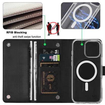 For iPhone 16 ViLi GHB-C Series RFID MagSafe Magnetic Flip Leather Phone Case(Black) - iPhone 16 Cases by ViLi | Online Shopping South Africa | PMC Jewellery | Buy Now Pay Later Mobicred