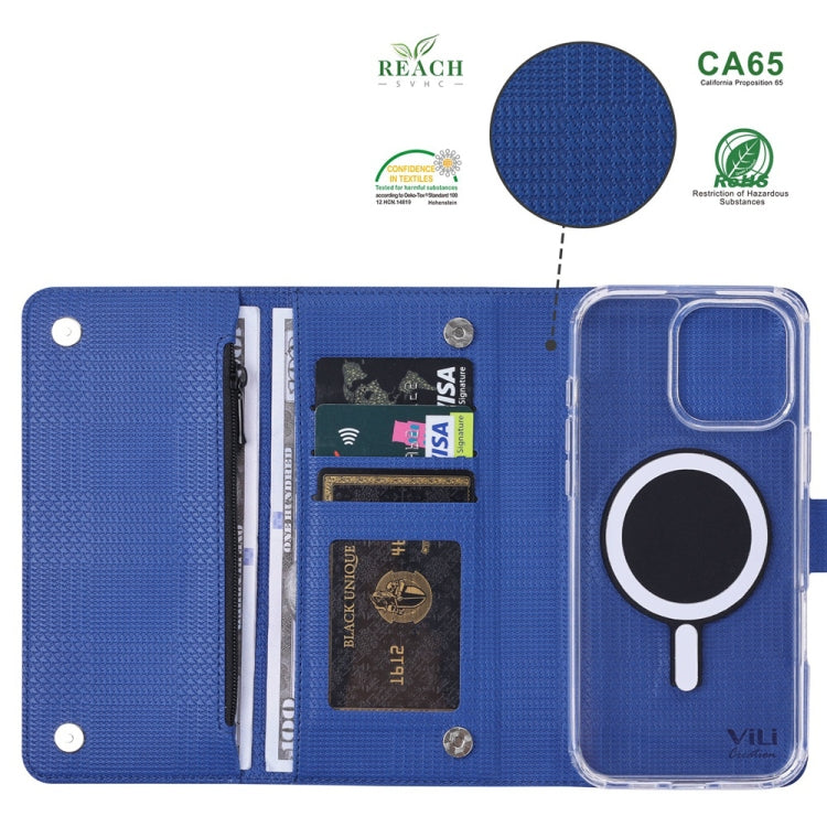 For iPhone 16 ViLi GHB-C Series RFID MagSafe Magnetic Flip Leather Phone Case(Blue) - iPhone 16 Cases by ViLi | Online Shopping South Africa | PMC TechLife | Buy Now Pay Later Mobicred