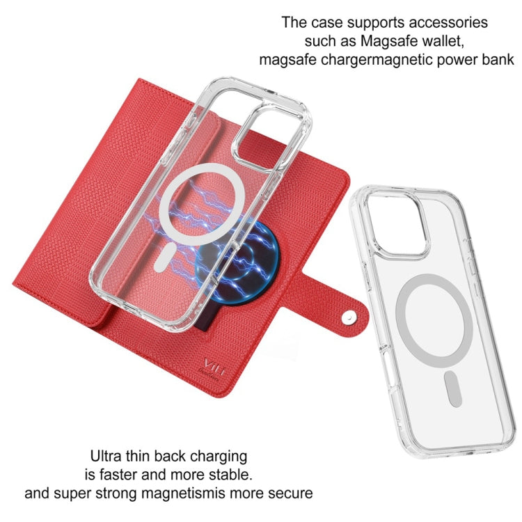 For iPhone 16 Plus ViLi GHB-C Series RFID MagSafe Magnetic Flip Leather Phone Case(Red) - iPhone 16 Plus Cases by ViLi | Online Shopping South Africa | PMC TechLife | Buy Now Pay Later Mobicred
