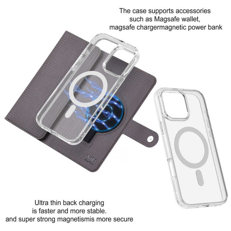 For iPhone 16 Pro ViLi GHB-C Series RFID MagSafe Magnetic Flip Leather Phone Case(Grey) - iPhone 16 Pro Cases by ViLi | Online Shopping South Africa | PMC TechLife | Buy Now Pay Later Mobicred