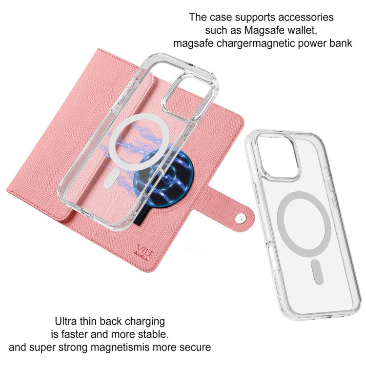 For iPhone 16 Pro ViLi GHB-C Series RFID MagSafe Magnetic Flip Leather Phone Case(Pink) - iPhone 16 Pro Cases by ViLi | Online Shopping South Africa | PMC TechLife | Buy Now Pay Later Mobicred