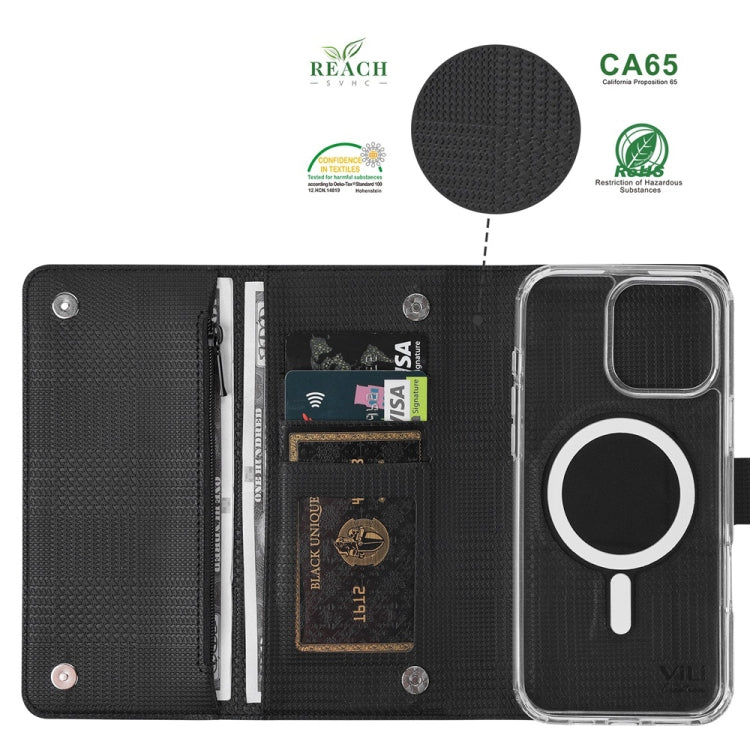For iPhone 16 Pro ViLi GHB-C Series RFID MagSafe Magnetic Flip Leather Phone Case(Black) - iPhone 16 Pro Cases by ViLi | Online Shopping South Africa | PMC TechLife | Buy Now Pay Later Mobicred