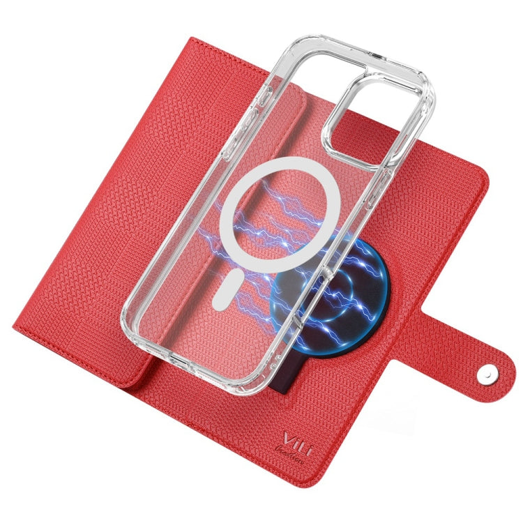 For iPhone 15 Pro ViLi GHB-C Series RFID MagSafe Magnetic Flip Leather Phone Case(Red) - free shipping - PMC Jewellery - Order now!