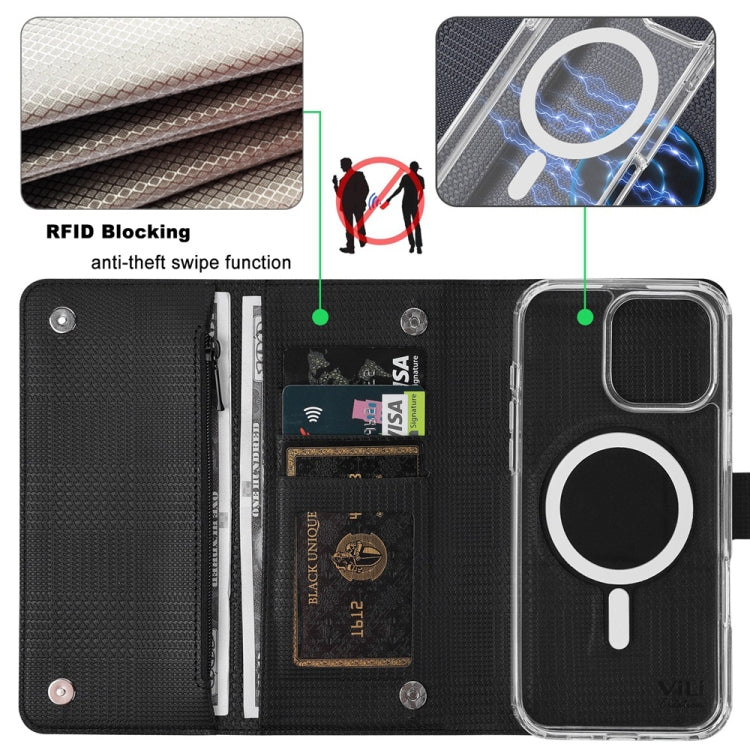 For iPhone 13 Pro ViLi GHB-C Series RFID MagSafe Magnetic Flip Leather Phone Case(Black) - free shipping - PMC Jewellery - Order now!