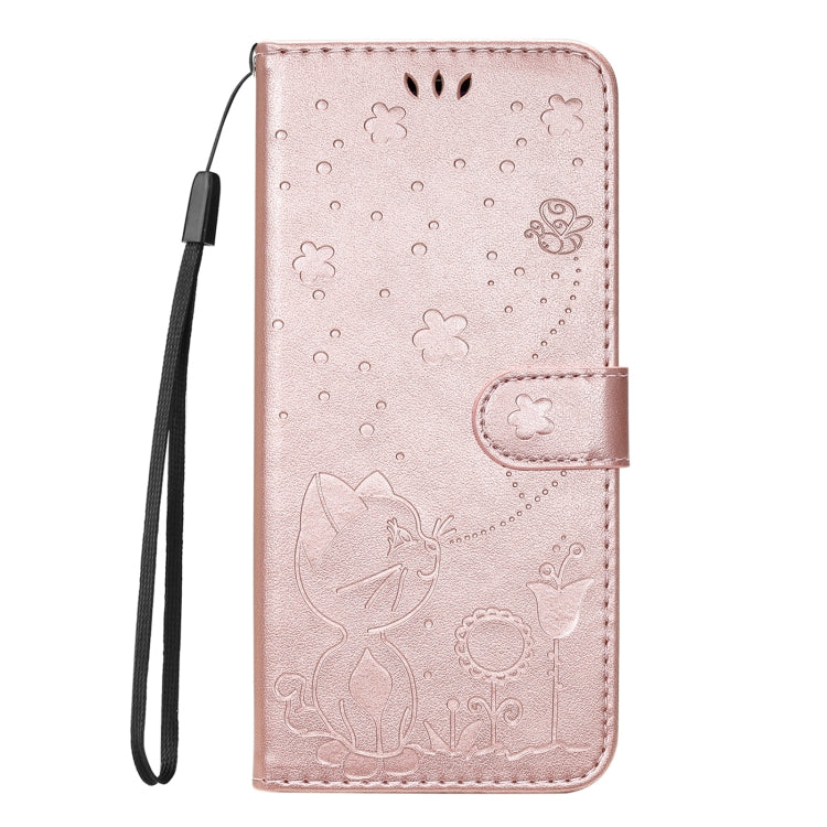 For Samsung Galaxy S25 Ultra 5G Cat and Bee Embossed Flip Leather Phone Case(Rose Gold) - Galaxy S25 Ultra 5G Cases by PMC Jewellery | Online Shopping South Africa | PMC Jewellery | Buy Now Pay Later Mobicred