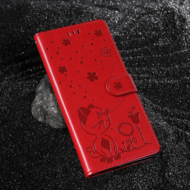 For Samsung Galaxy S25+ / S24+ 5G Cat and Bee Embossed Flip Leather Phone Case(Red) - Galaxy S25+ 5G Cases by PMC Jewellery | Online Shopping South Africa | PMC Jewellery | Buy Now Pay Later Mobicred