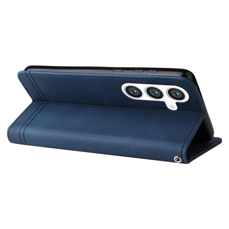 For Samsung Galaxy S25 5G Skin Feel Life Tree Metal Button Leather Phone Case(Blue) - Galaxy S25 5G Cases by PMC Jewellery | Online Shopping South Africa | PMC Jewellery | Buy Now Pay Later Mobicred