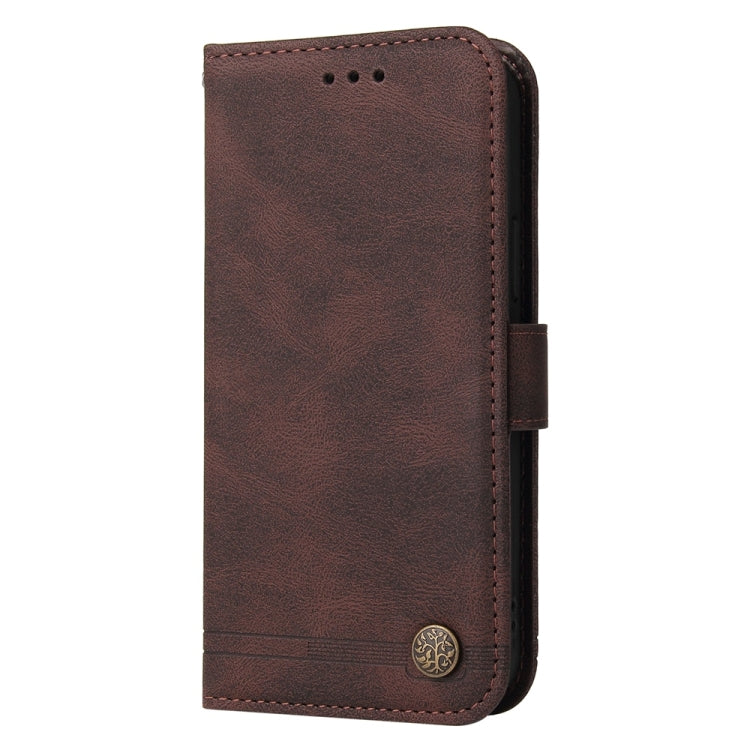 For Samsung Galaxy S25+ 5G Skin Feel Life Tree Metal Button Leather Phone Case(Brown) - Galaxy S25+ 5G Cases by PMC Jewellery | Online Shopping South Africa | PMC Jewellery | Buy Now Pay Later Mobicred