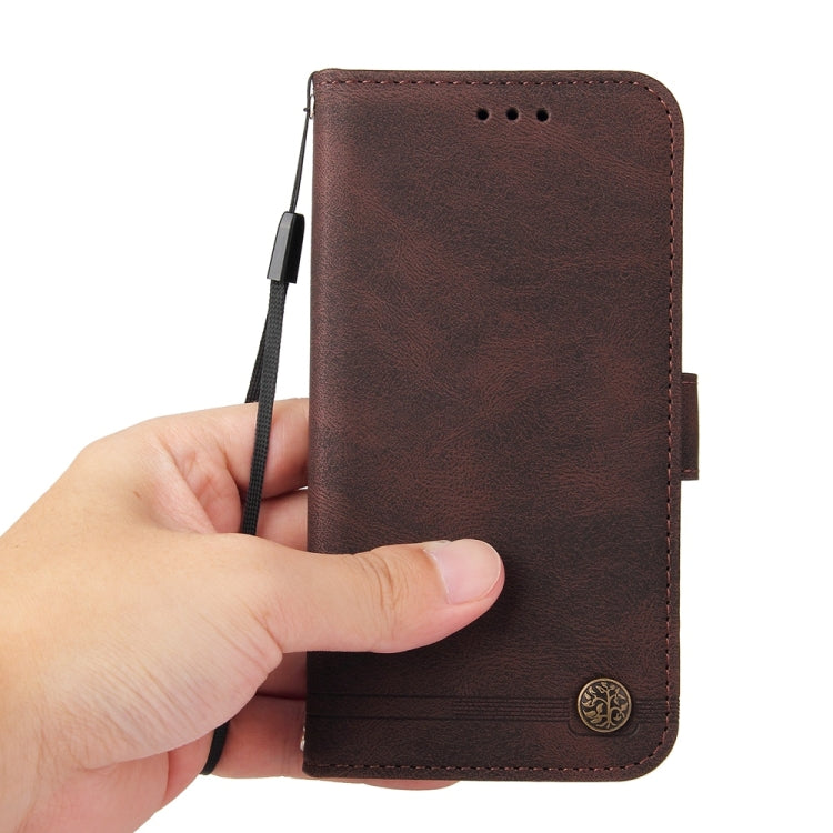 For Samsung Galaxy S25+ 5G Skin Feel Life Tree Metal Button Leather Phone Case(Brown) - Galaxy S25+ 5G Cases by PMC Jewellery | Online Shopping South Africa | PMC Jewellery | Buy Now Pay Later Mobicred