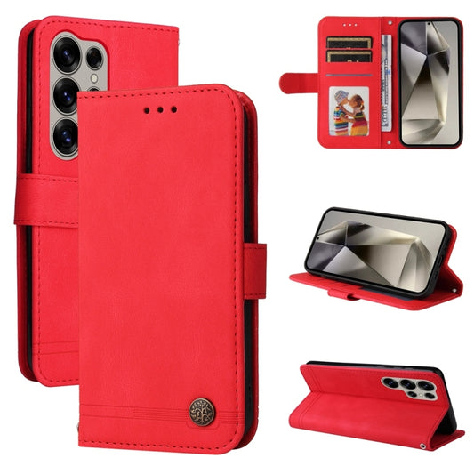 For Samsung Galaxy S25 Ultra 5G Skin Feel Life Tree Metal Button Leather Phone Case(Red) - Galaxy S25 Ultra 5G Cases by PMC Jewellery | Online Shopping South Africa | PMC Jewellery | Buy Now Pay Later Mobicred