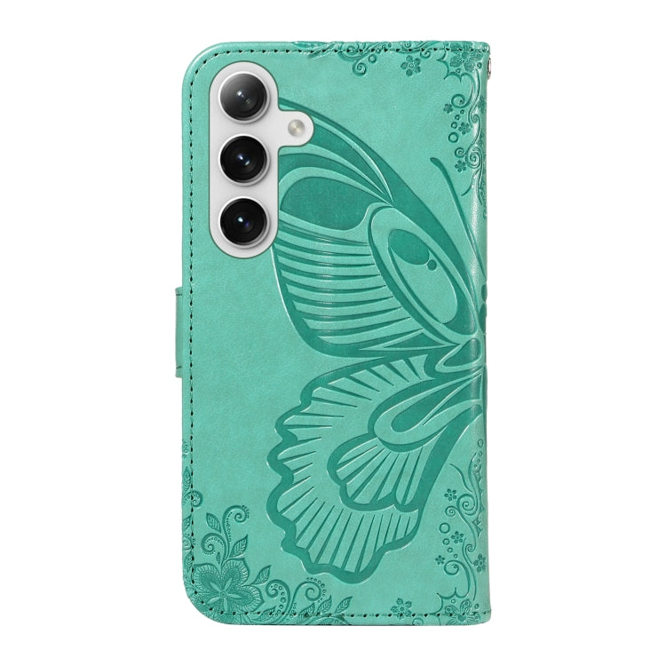 For Samsung Galaxy S25 / S24 5G Swallowtail Butterfly Embossed Leather Phone Case(Green) - Galaxy S25 5G Cases by PMC Jewellery | Online Shopping South Africa | PMC Jewellery | Buy Now Pay Later Mobicred