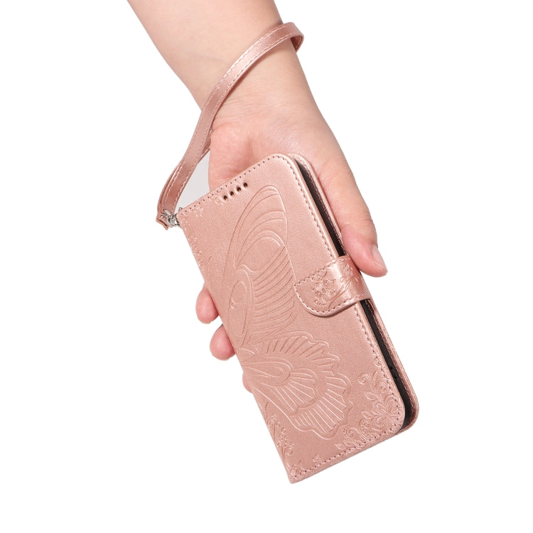 For Samsung Galaxy S25+ / S24+ 5G Swallowtail Butterfly Embossed Leather Phone Case(Rose Gold) - Galaxy S25+ 5G Cases by PMC Jewellery | Online Shopping South Africa | PMC Jewellery | Buy Now Pay Later Mobicred