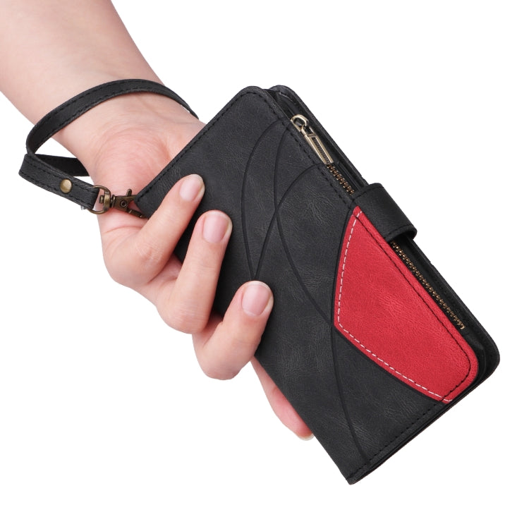 For iPhone 16e Dual-color 9 Card Slots Zipper Wallet Leather Phone Case(Black) - iPhone 16e Cases by PMC TechLife | Online Shopping South Africa | PMC TechLife | Buy Now Pay Later Mobicred
