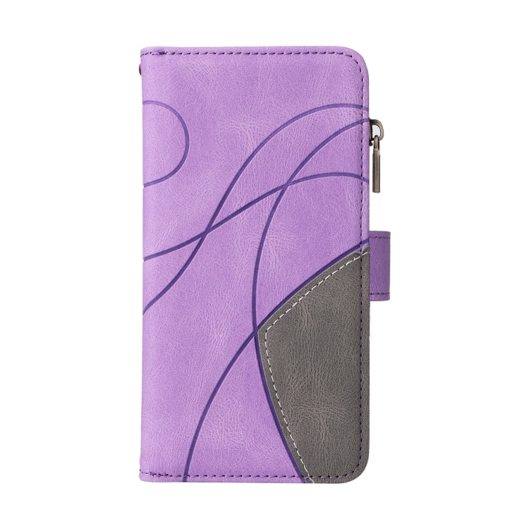 For iPhone 16e Dual-color 9 Card Slots Zipper Wallet Leather Phone Case(Purple) - iPhone 16e Cases by PMC TechLife | Online Shopping South Africa | PMC TechLife | Buy Now Pay Later Mobicred