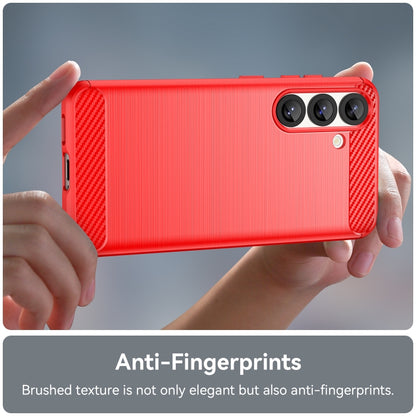 For Samsung Galaxy S25 5G Carbon Fiber Brushed Texture TPU Phone Case(Red) - Galaxy S25 5G Cases by PMC Jewellery | Online Shopping South Africa | PMC Jewellery | Buy Now Pay Later Mobicred