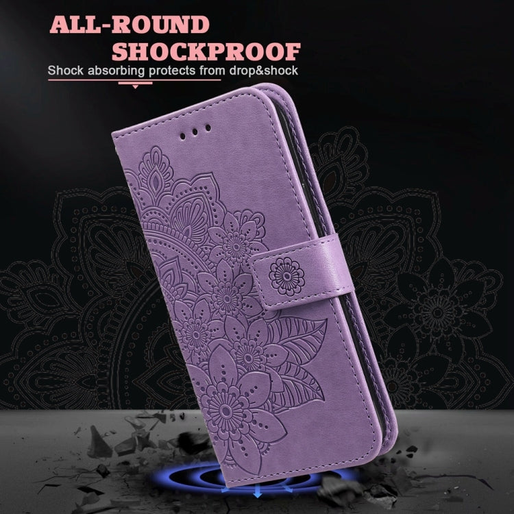 For Redmi K70 Ultra Seven-petal Flowers Embossing Leather Phone Case(Light Purple) - Xiaomi Cases by PMC Jewellery | Online Shopping South Africa | PMC Jewellery | Buy Now Pay Later Mobicred