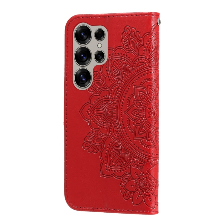 For Samsung Galaxy S25 Ultra 5G Seven-petal Flowers Embossing Leather Phone Case(Red) - Galaxy S25 Ultra 5G Cases by PMC Jewellery | Online Shopping South Africa | PMC Jewellery | Buy Now Pay Later Mobicred