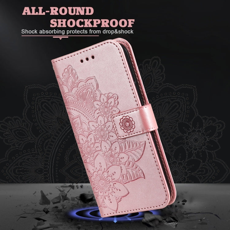 For Samsung Galaxy S25 Ultra 5G Seven-petal Flowers Embossing Leather Phone Case(Rose Gold) - Galaxy S25 Ultra 5G Cases by PMC Jewellery | Online Shopping South Africa | PMC Jewellery | Buy Now Pay Later Mobicred