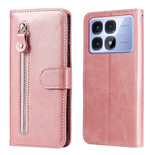 For Redmi K70 Ultra Fashion Calf Texture Zipper Leather Phone Case(Rose Gold) - Xiaomi Cases by PMC Jewellery | Online Shopping South Africa | PMC Jewellery | Buy Now Pay Later Mobicred