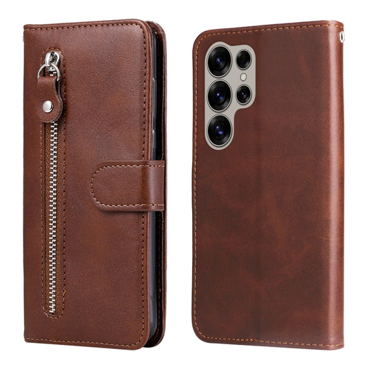 For Samsung Galaxy S25 Ultra 5G Fashion Calf Texture Zipper Leather Phone Case(Brown) - Galaxy S25 Ultra 5G Cases by PMC Jewellery | Online Shopping South Africa | PMC Jewellery | Buy Now Pay Later Mobicred