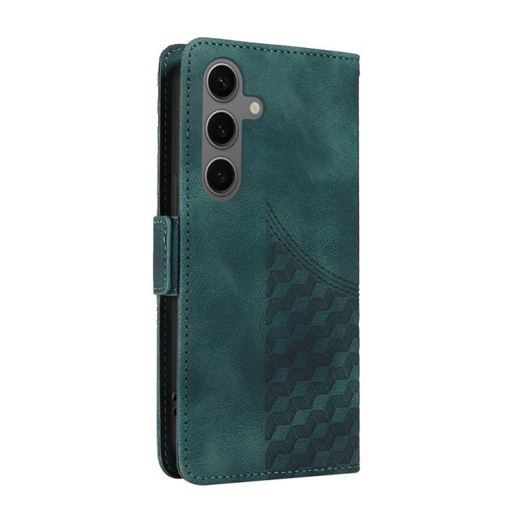 For Samsung Galaxy S25+ 5G Embossed Rhombus Starry Leather Phone Case(Green) - free shipping - PMC Jewellery - Order now!