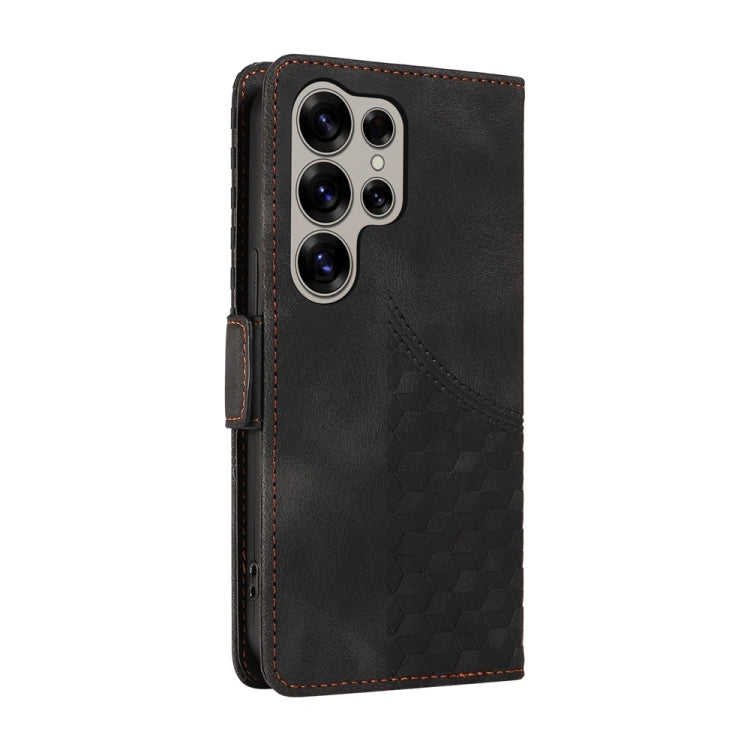 For Samsung Galaxy S25 Ultra 5G Embossed Rhombus Starry Leather Phone Case(Black) - Galaxy S25 Ultra 5G Cases by PMC TechLife | Online Shopping South Africa | PMC TechLife | Buy Now Pay Later Mobicred