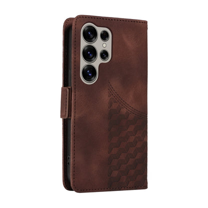 For Samsung Galaxy S25 Ultra 5G Embossed Rhombus Starry Leather Phone Case(Brown) - Galaxy S25 Ultra 5G Cases by PMC Jewellery | Online Shopping South Africa | PMC Jewellery | Buy Now Pay Later Mobicred