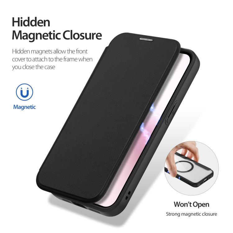 For iPhone 16e DUX DUCIS Skin X Pro Series MagSafe Ring Holder Leather Phone Case(Black) - iPhone 16e Cases by DUX DUCIS | Online Shopping South Africa | PMC TechLife | Buy Now Pay Later Mobicred