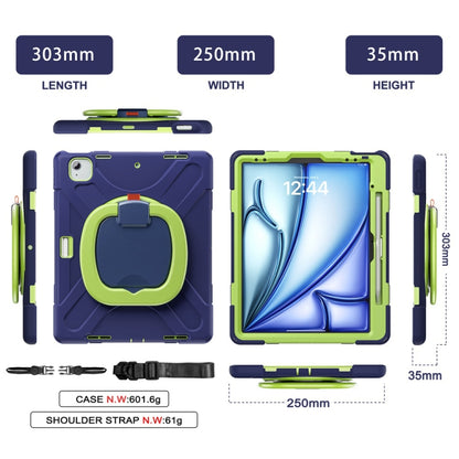 For iPad Air 13 2024 Silicone Hybrid PC Tablet Case with Holder & Shoulder Strap(Navy Blue Lime) - iPad Air 13 2024 Cases by PMC Jewellery | Online Shopping South Africa | PMC Jewellery | Buy Now Pay Later Mobicred