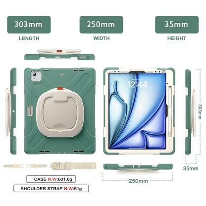 For iPad Air 13 2024 Silicone Hybrid PC Tablet Case with Holder & Shoulder Strap(Emerald Green) - iPad Air 13 2024 Cases by PMC Jewellery | Online Shopping South Africa | PMC Jewellery | Buy Now Pay Later Mobicred