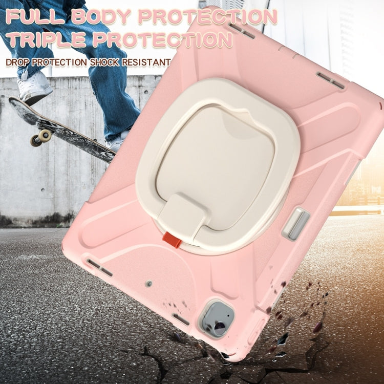 For iPad Air 13 2024 / Air 13 2025 Silicone Hybrid PC Tablet Case with Holder & Shoulder Strap(Cherry Blossom Pink) - free shipping - PMC Jewellery - Order now!