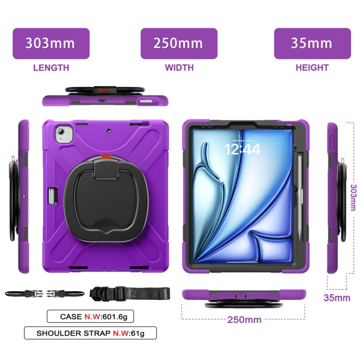 For iPad Air 13 2024 Silicone Hybrid PC Tablet Case with Holder & Shoulder Strap(Purple) - iPad Air 13 2024 Cases by PMC Jewellery | Online Shopping South Africa | PMC Jewellery | Buy Now Pay Later Mobicred