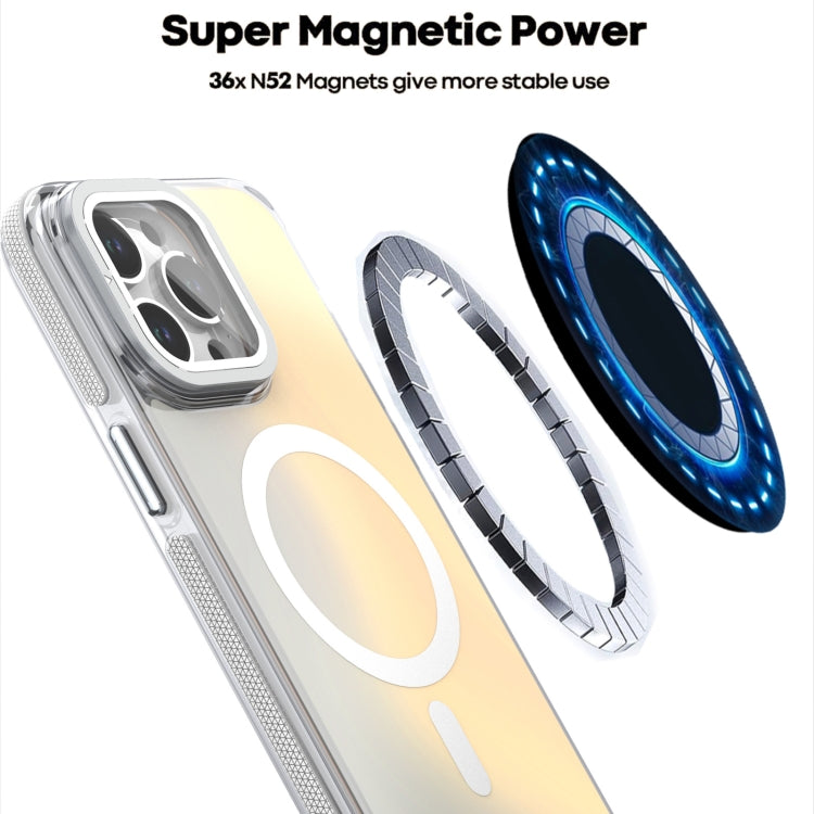 For iPhone 16 Pro MagSafe Gradient Color Lens Film Phone Case with Lens Fold Holder(Black) - free shipping - PMC TechLife - Order now!