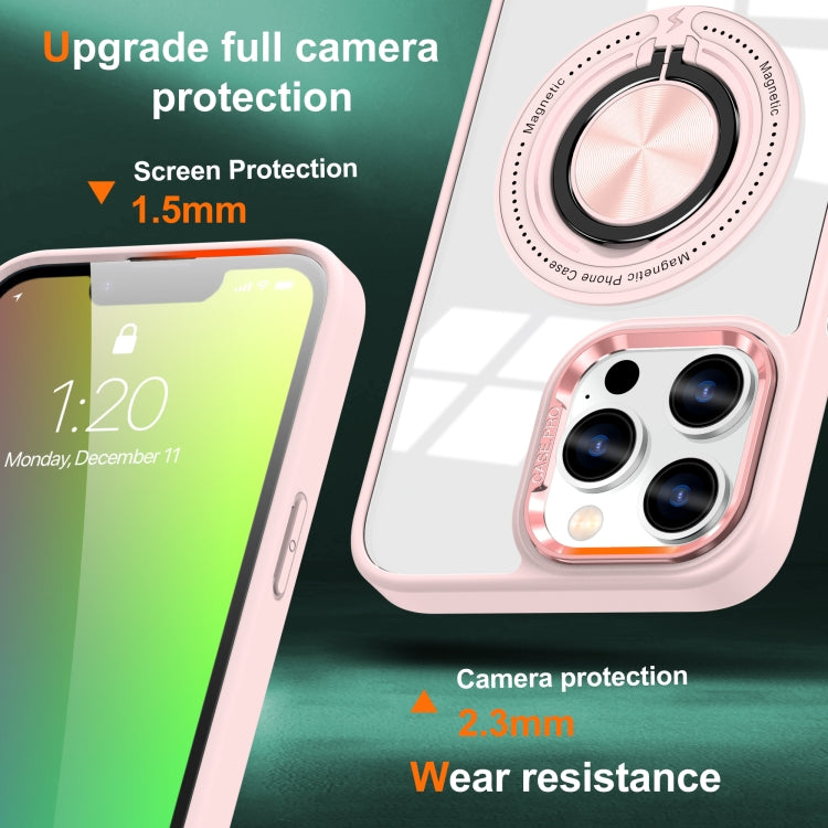 For iPhone 16 Pro Magnetic Rotating Ring Holder Phone Case(Pink) - iPhone 16 Pro Cases by PMC TechLife | Online Shopping South Africa | PMC TechLife | Buy Now Pay Later Mobicred