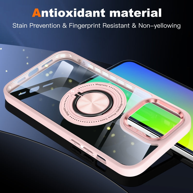 For iPhone 16 Pro Magnetic Rotating Ring Holder Phone Case(Pink) - iPhone 16 Pro Cases by PMC TechLife | Online Shopping South Africa | PMC TechLife | Buy Now Pay Later Mobicred