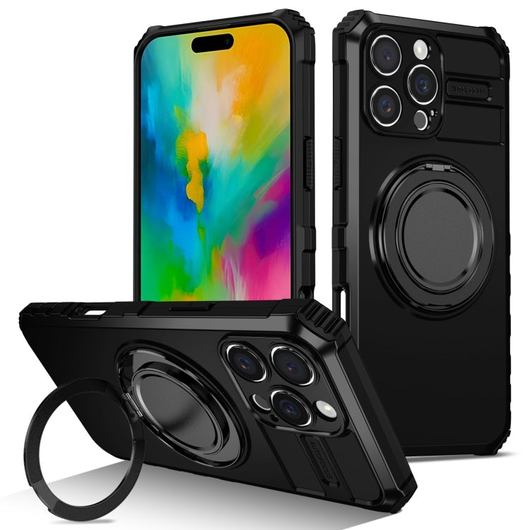 For iPhone 16 Pro Rotating Magnetic Holder Phone Case(Black) - iPhone 16 Pro Cases by PMC TechLife | Online Shopping South Africa | PMC TechLife | Buy Now Pay Later Mobicred