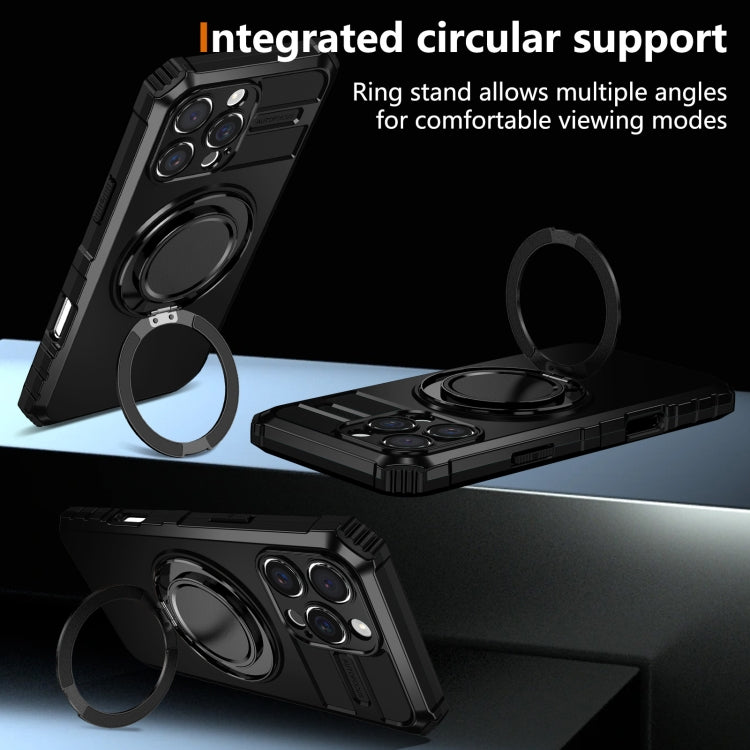 For iPhone 16 Pro Rotating Magnetic Holder Phone Case(Black) - iPhone 16 Pro Cases by PMC TechLife | Online Shopping South Africa | PMC TechLife | Buy Now Pay Later Mobicred