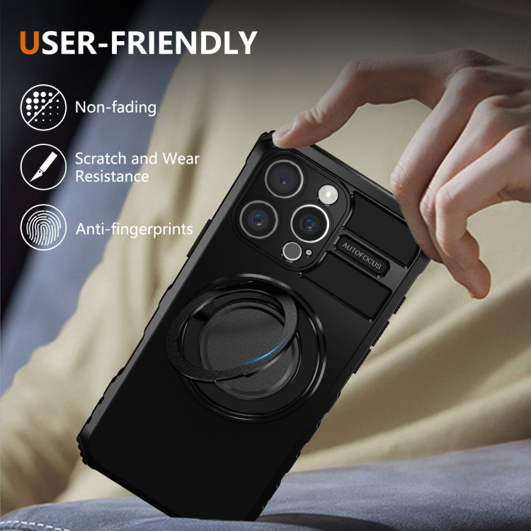 For iPhone 16 Pro Rotating Magnetic Holder Phone Case(Black) - iPhone 16 Pro Cases by PMC TechLife | Online Shopping South Africa | PMC TechLife | Buy Now Pay Later Mobicred