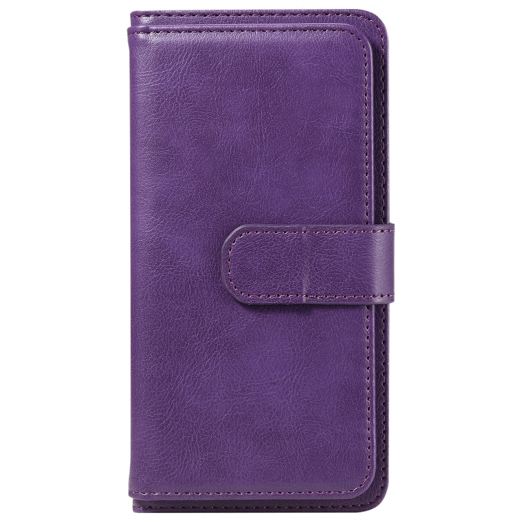 For iPhone 16e Multi-Function Wallet 10 Card Slots Leather Phone Case(Violet) - iPhone 16e Cases by PMC TechLife | Online Shopping South Africa | PMC TechLife | Buy Now Pay Later Mobicred