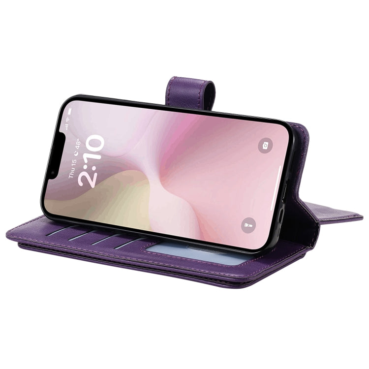 For iPhone 16e Multi-Function Wallet 10 Card Slots Leather Phone Case(Violet) - iPhone 16e Cases by PMC TechLife | Online Shopping South Africa | PMC TechLife | Buy Now Pay Later Mobicred