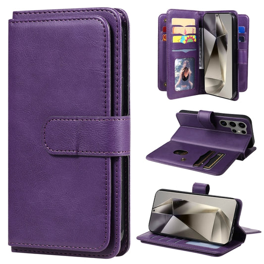 For Samsung Galaxy S25 Ultra 5G Multi-Function Wallet 10 Card Slots Leather Phone Case(Violet) - Galaxy S25 Ultra 5G Cases by PMC Jewellery | Online Shopping South Africa | PMC Jewellery | Buy Now Pay Later Mobicred