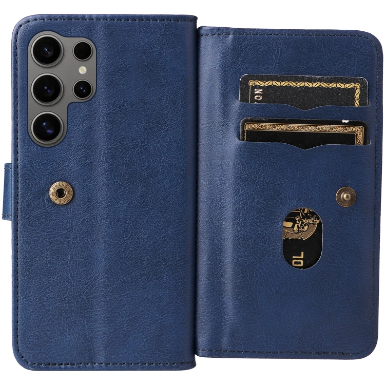 For Samsung Galaxy S25 Ultra 5G Multi-Function Wallet 10 Card Slots Leather Phone Case(Dark Blue) - Galaxy S25 Ultra 5G Cases by PMC Jewellery | Online Shopping South Africa | PMC Jewellery | Buy Now Pay Later Mobicred