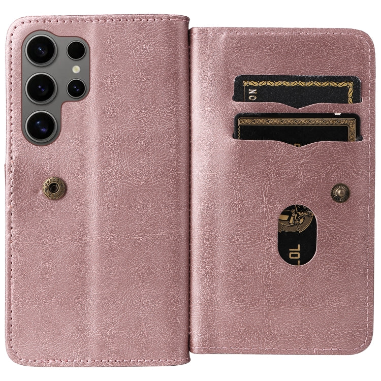 For Samsung Galaxy S25 Ultra 5G Multi-Function Wallet 10 Card Slots Leather Phone Case(Rose Gold) - Galaxy S25 Ultra 5G Cases by PMC Jewellery | Online Shopping South Africa | PMC Jewellery | Buy Now Pay Later Mobicred
