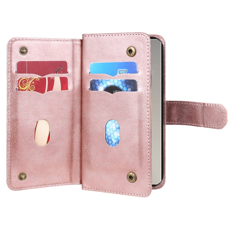 For Samsung Galaxy S25 Ultra 5G Multi-Function Wallet 10 Card Slots Leather Phone Case(Rose Gold) - Galaxy S25 Ultra 5G Cases by PMC Jewellery | Online Shopping South Africa | PMC Jewellery | Buy Now Pay Later Mobicred