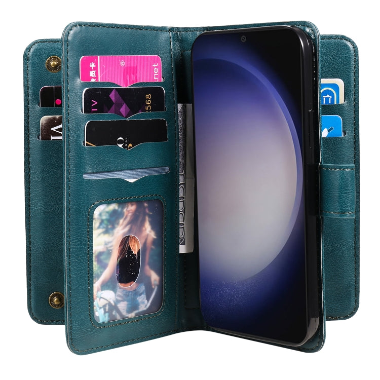 For Samsung Galaxy S25 / S24 5G Multi-Function Wallet 10 Card Slots Leather Phone Case(Dark Green) - Galaxy S25 5G Cases by PMC Jewellery | Online Shopping South Africa | PMC Jewellery | Buy Now Pay Later Mobicred