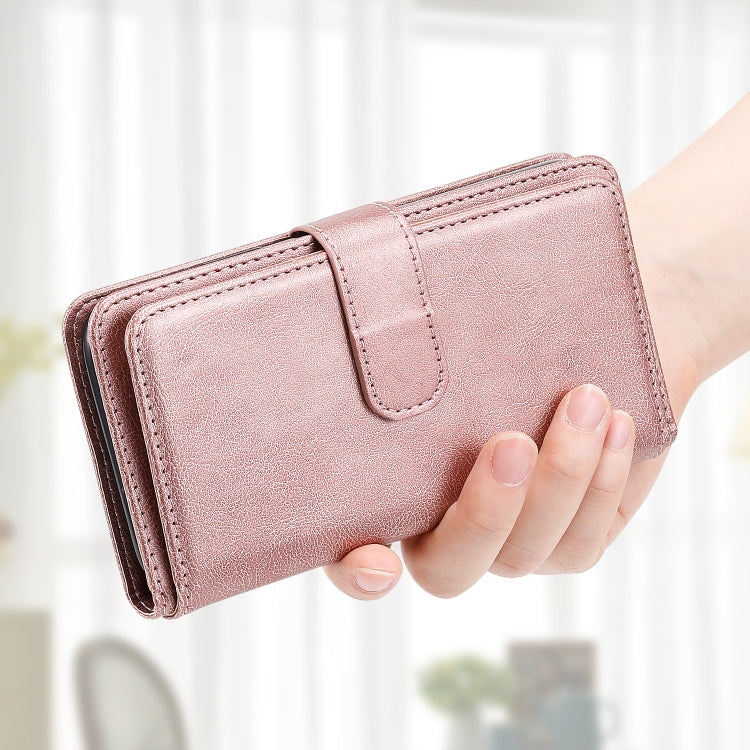 For Samsung Galaxy S25 / S24 5G Multi-Function Wallet 10 Card Slots Leather Phone Case(Rose Gold) - Galaxy S25 5G Cases by PMC Jewellery | Online Shopping South Africa | PMC Jewellery | Buy Now Pay Later Mobicred