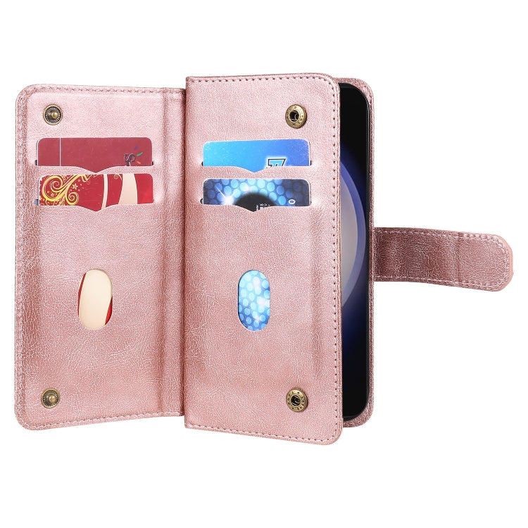 For Samsung Galaxy S25 / S24 5G Multi-Function Wallet 10 Card Slots Leather Phone Case(Rose Gold) - Galaxy S25 5G Cases by PMC Jewellery | Online Shopping South Africa | PMC Jewellery | Buy Now Pay Later Mobicred