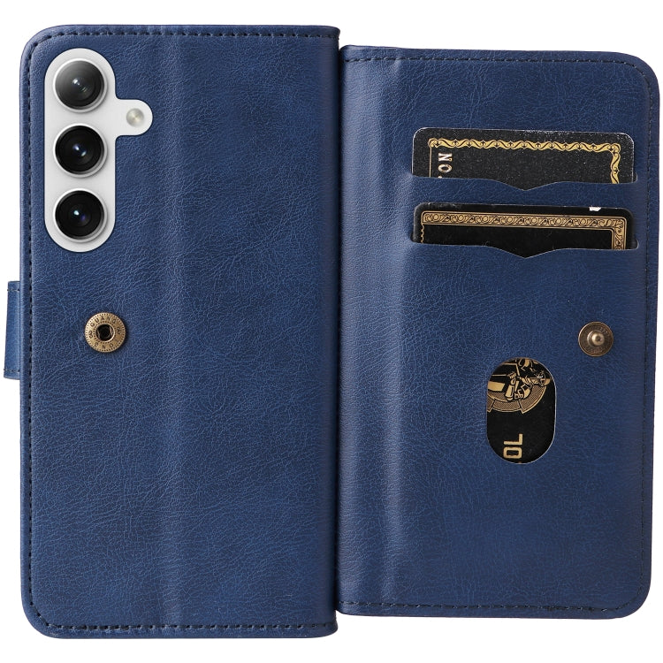 For Samsung Galaxy S25+ / S24+ 5G Multi-Function Wallet 10 Card Slots Leather Phone Case(Dark Blue) - free shipping - PMC Jewellery - Order now!