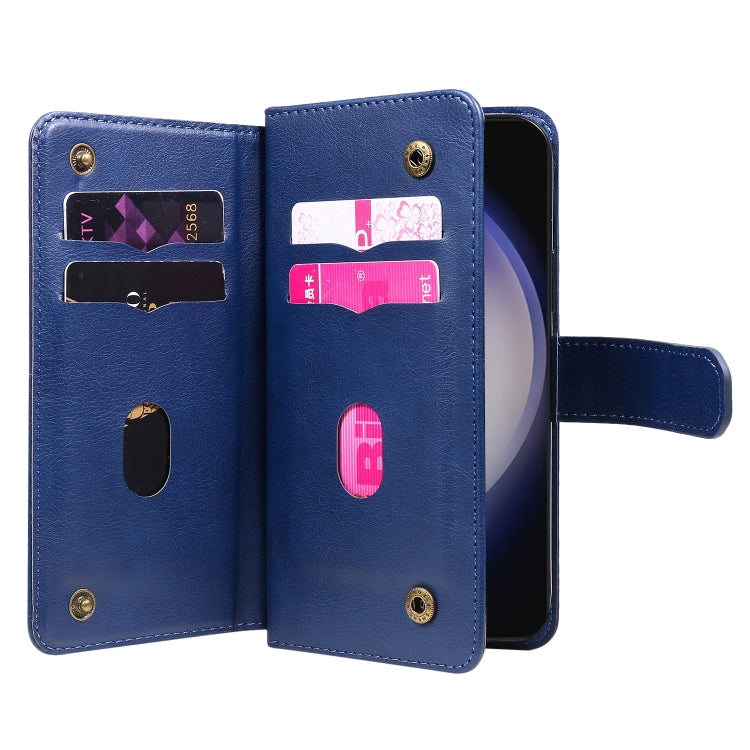 For Samsung Galaxy S25+ / S24+ 5G Multi-Function Wallet 10 Card Slots Leather Phone Case(Dark Blue) - free shipping - PMC Jewellery - Order now!